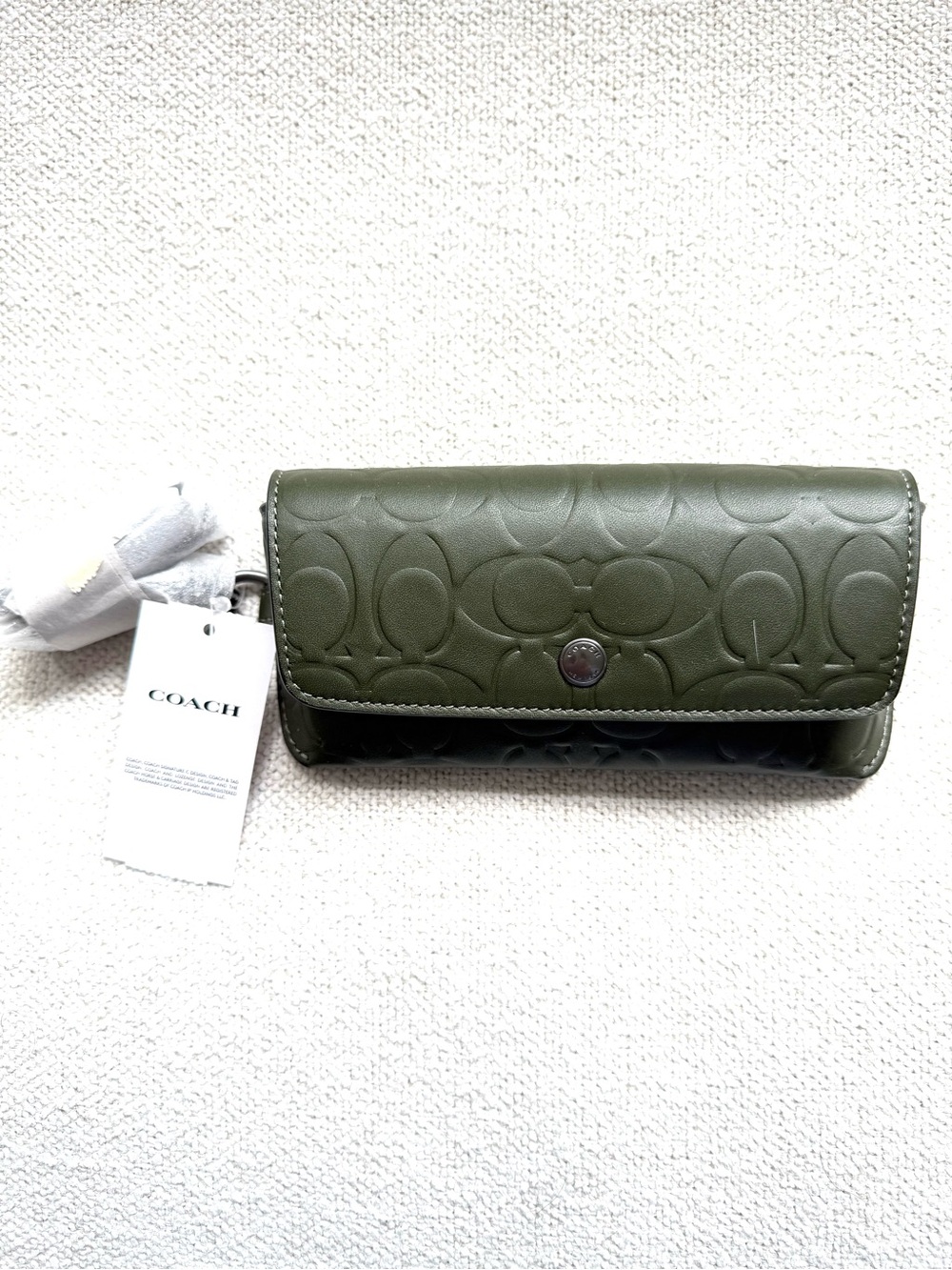 COACH Olive Embossed Signature Leather Glass Case NWT